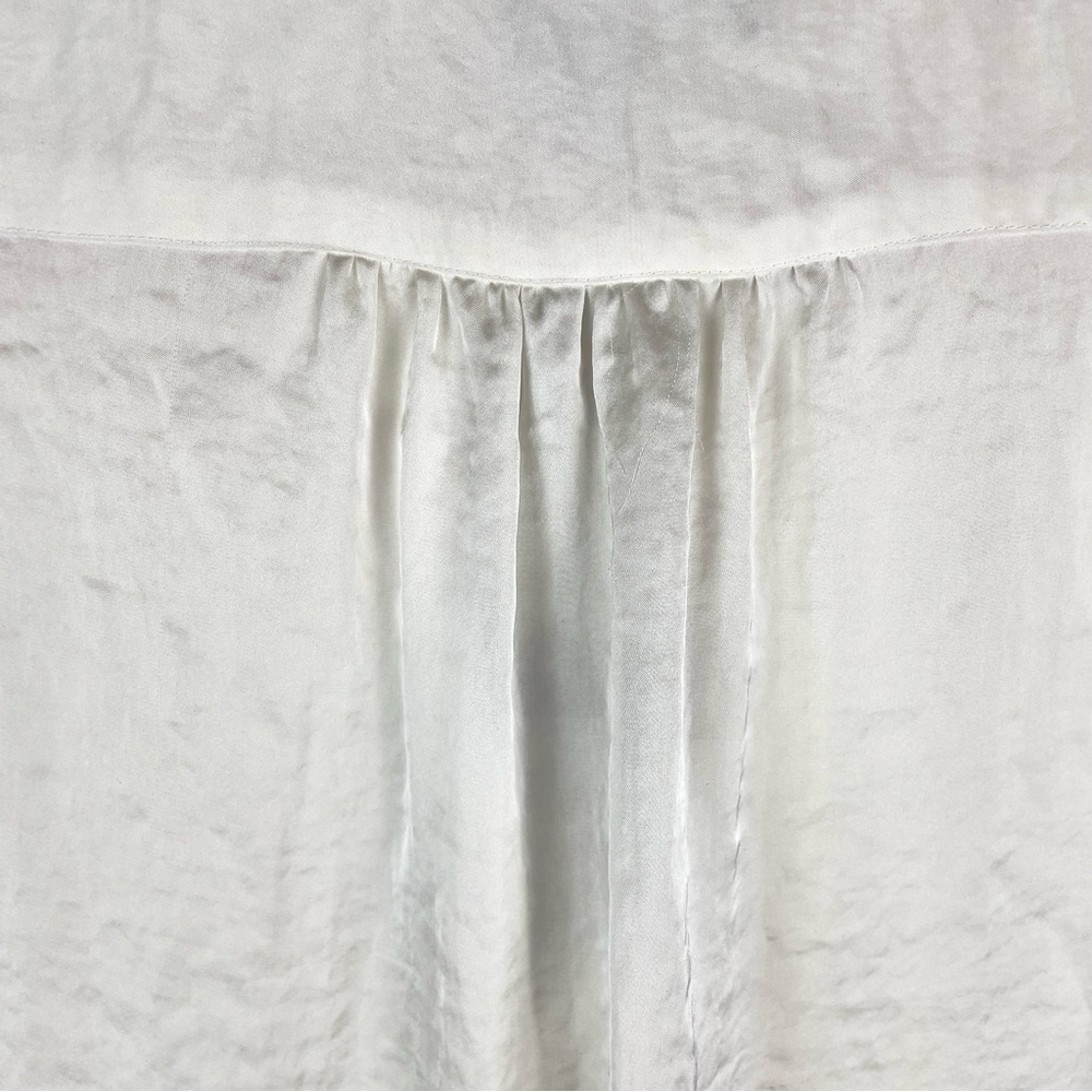 NWT DKNY Women Long Sleeve Blouse Ivory Sz S Button Down Shiny White Relaxed Fit - Picture 8 of 14